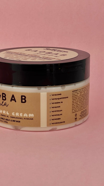 Baobab Shea: Thirsty Curl Styling Cream - Hydrating, Softening & Curl Reviving Leave-In
