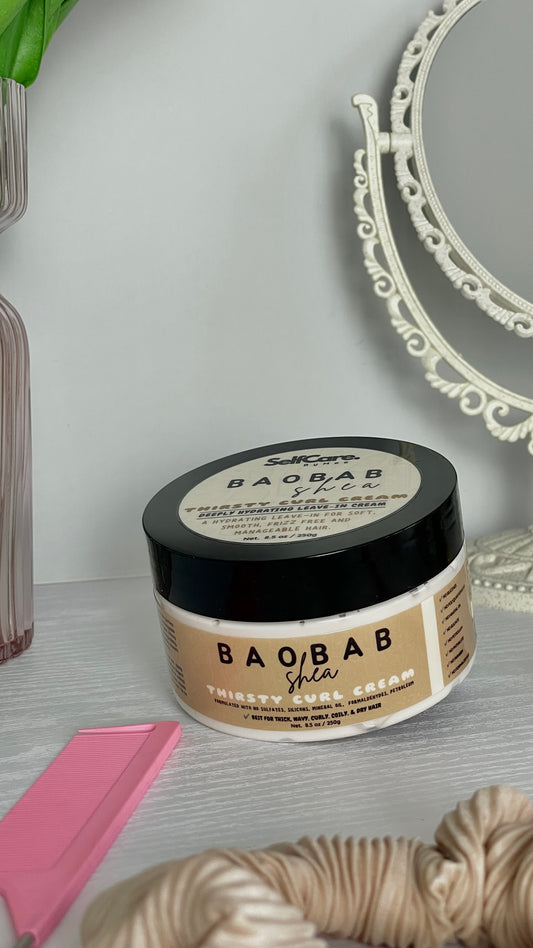 Baobab Shea: Thirsty Curl Styling Cream - Hydrating, Softening & Curl Reviving Leave-In Cream